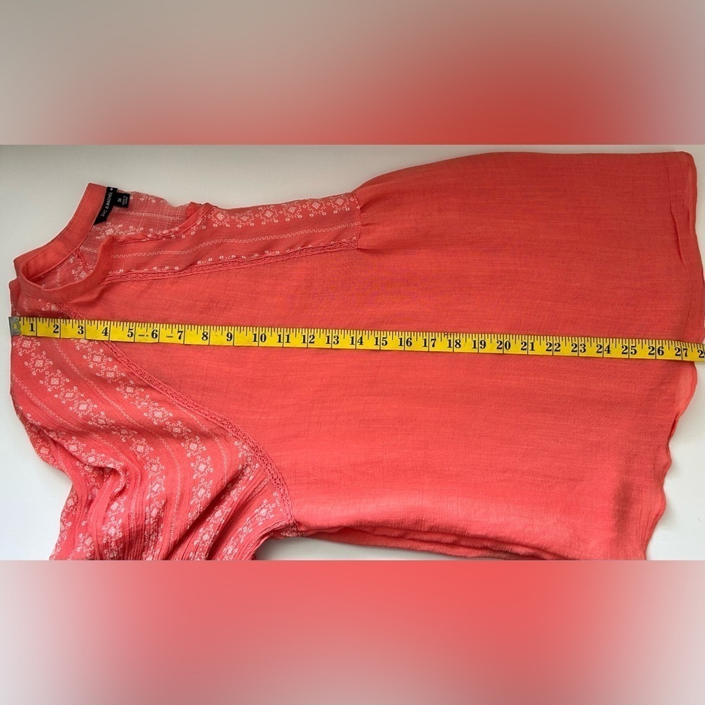 ZAC & RACHEL BOHO PEASANT TOP, CROCHET INLAY, CORAL Sz. 3X. LIGHT, AIRY, DRAPE - Picture 8 of 10
